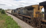 CSX 3355, 95, and 2684 roll mixed freight southbound